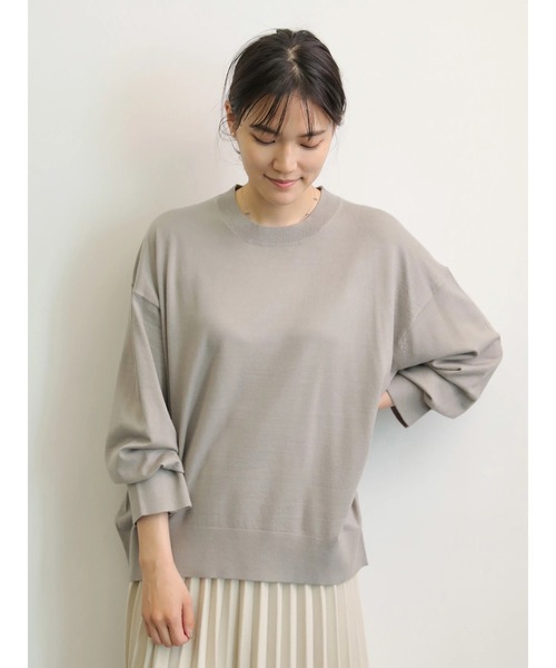 AMERICAN HOLIC（アメリカンホリック）の「クルーネックドロップショルダーニットプルオーバー（ニット/セーター・レディース・ブラック/グレー/カーキ/ブルー/アイボリー/キャメル/テラコッタ・M/L）」の4枚目の写真