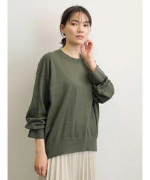 クルーネックドロップショルダーニットプルオーバー