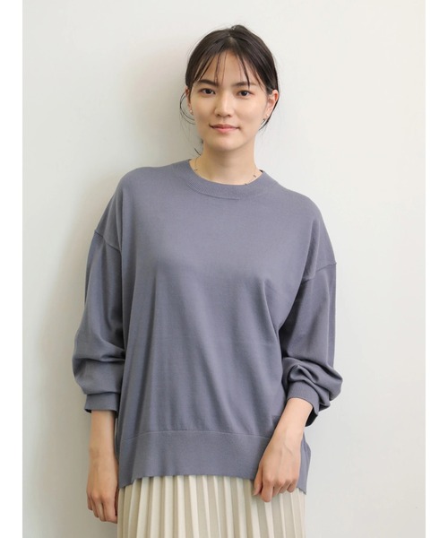 AMERICAN HOLIC（アメリカンホリック）の「クルーネックドロップショルダーニットプルオーバー（ニット/セーター・レディース・ブラック/グレー/カーキ/ブルー/アイボリー/キャメル/テラコッタ・M/L）」の6枚目の写真