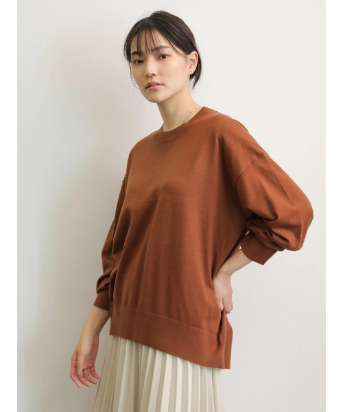 AMERICAN HOLIC（アメリカンホリック）の「クルーネックドロップショルダーニットプルオーバー（ニット/セーター・レディース・ブラック/グレー/カーキ/ブルー/アイボリー/キャメル/テラコッタ・M/L）」の2枚目の写真