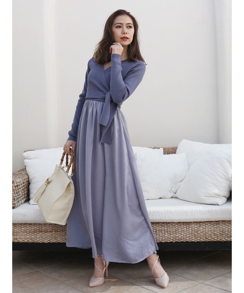 超お買い得 カシュクール異素材ドッキングワンピース ワンピース Party Royal Royal ワンピース セール Party ロイヤルパーティー のファッション ワンピース