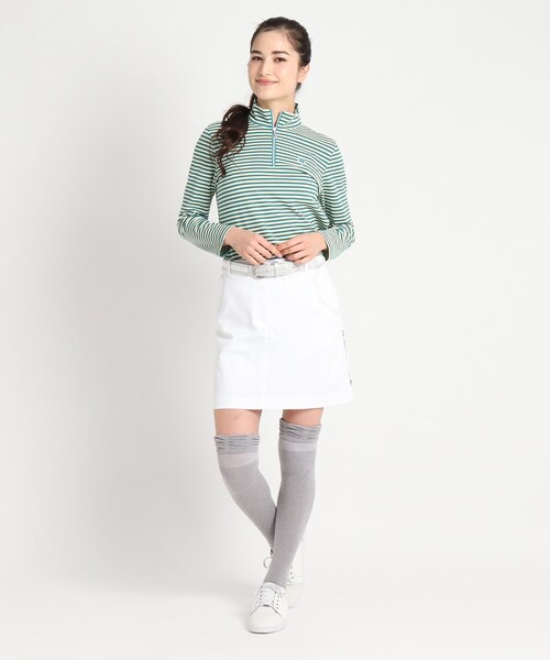 adabat(アダバット)の「◆【吸水速乾/UVカット】adabatミラノリブ ハーフジップ長袖ボーダー(Tシャツ/カットソー・レディース・イエロー系その他3/ブラック系/ピンク系9・40/38/42/36)」の9枚目の写真
