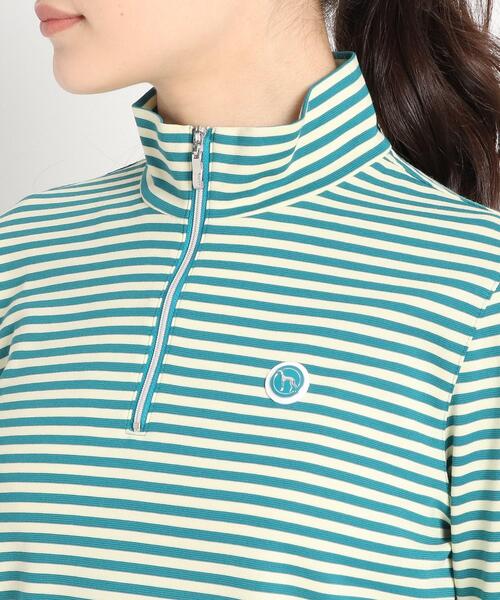 adabat(アダバット)の「◆【吸水速乾/UVカット】adabatミラノリブ ハーフジップ長袖ボーダー(Tシャツ/カットソー・レディース・イエロー系その他3/ブラック系/ピンク系9・40/38/42/36)」の12枚目の写真