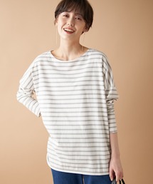un dix cors | 【大人の定番トップス】ストレッチボーダーカットソー(長袖)(Tシャツ/カットソー)