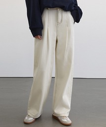 【Fano Studios】 Semi-wide color stitched denim pants FC21K026