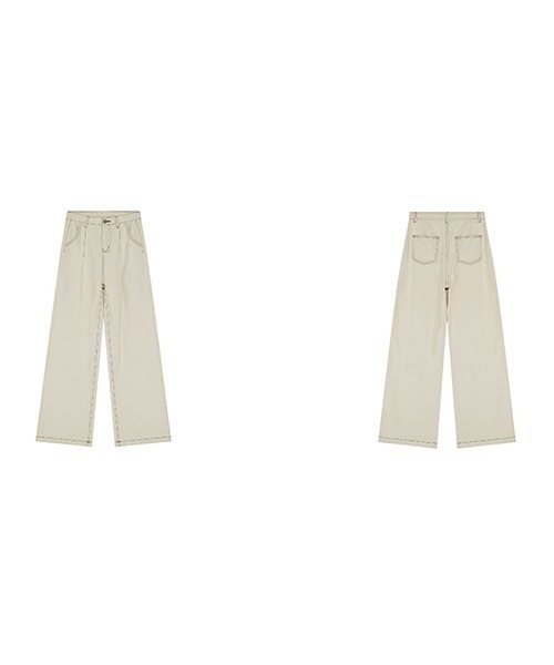 Fano Studios（ファノ ストゥディオズ）の「【Fano Studios】 Semi-wide color stitched denim pants FC21K026（デニムパンツ・レディース・ホワイト・S/M/L）」の13枚目の写真