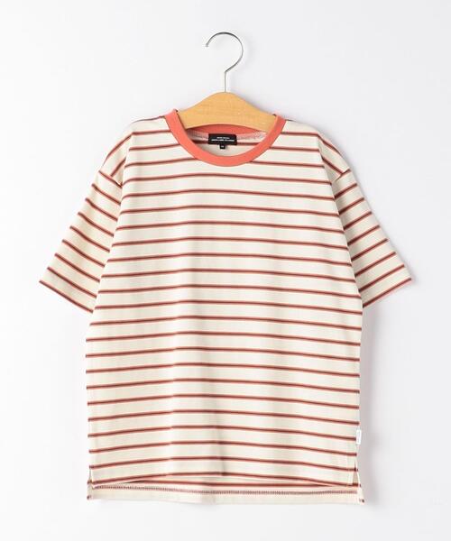 green label relaxing(グリーンレーベルリラクシング)の「◆コットンボーダーリンガーTシャツ(Tシャツ/カットソー・キッズ・オフホワイト/クリーム/ライラック/ライトブルー・145/155/105/135/115/125/165)」の2枚目の写真