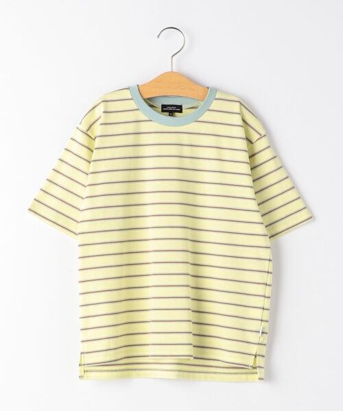green label relaxing(グリーンレーベルリラクシング)の「◆コットンボーダーリンガーTシャツ(Tシャツ/カットソー・キッズ・オフホワイト/クリーム/ライラック/ライトブルー・145/155/105/135/115/125/165)」の3枚目の写真