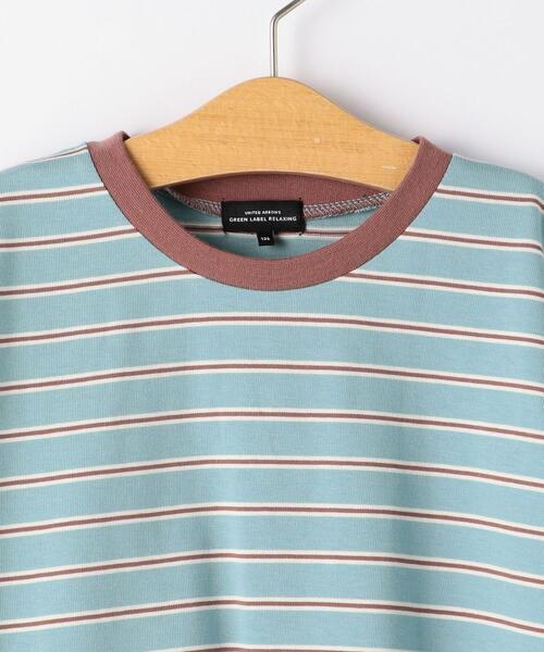 green label relaxing(グリーンレーベルリラクシング)の「◆コットンボーダーリンガーTシャツ(Tシャツ/カットソー・キッズ・オフホワイト/クリーム/ライラック/ライトブルー・145/155/105/135/115/125/165)」の20枚目の写真