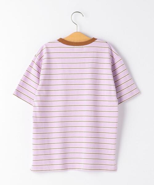 green label relaxing(グリーンレーベルリラクシング)の「◆コットンボーダーリンガーTシャツ(Tシャツ/カットソー・キッズ・オフホワイト/クリーム/ライラック/ライトブルー・145/155/105/135/115/125/165)」の17枚目の写真