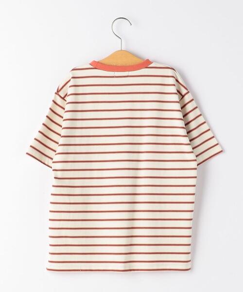green label relaxing(グリーンレーベルリラクシング)の「◆コットンボーダーリンガーTシャツ(Tシャツ/カットソー・キッズ・オフホワイト/クリーム/ライラック/ライトブルー・145/155/105/135/115/125/165)」の7枚目の写真