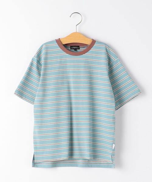 green label relaxing(グリーンレーベルリラクシング)の「◆コットンボーダーリンガーTシャツ(Tシャツ/カットソー・キッズ・オフホワイト/クリーム/ライラック/ライトブルー・145/155/105/135/115/125/165)」の5枚目の写真