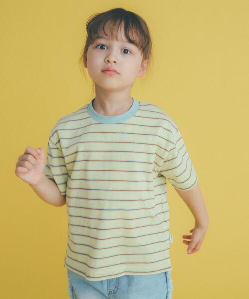 green label relaxing(グリーンレーベルリラクシング)の「◆コットンボーダーリンガーTシャツ(Tシャツ/カットソー・キッズ・オフホワイト/クリーム/ライラック/ライトブルー・145/155/105/135/115/125/165)」の22枚目の写真