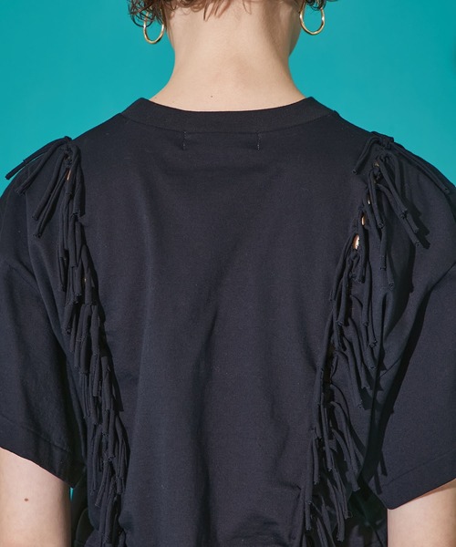 TOGA PULLA（トーガ　プルラ）の「【TOGA PULLA(トーガプルラ)】フリンジジャージーTシャツ/TP11-JK277（Tシャツ/カットソー・レディース・ブラック/グリーン/ホワイト・38）」の6枚目の写真