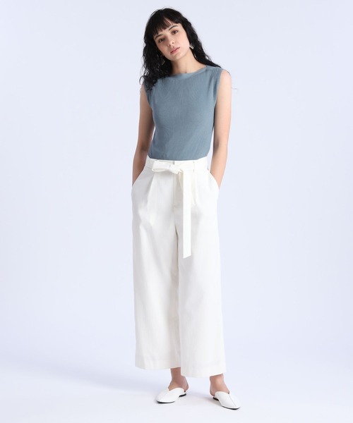 INED（イネド）の「ボートネックノースリーブニット《EMILCOTONI》（ニット/セーター・レディース・ホワイト/ブラック/グリーン・9号）」の15枚目の写真