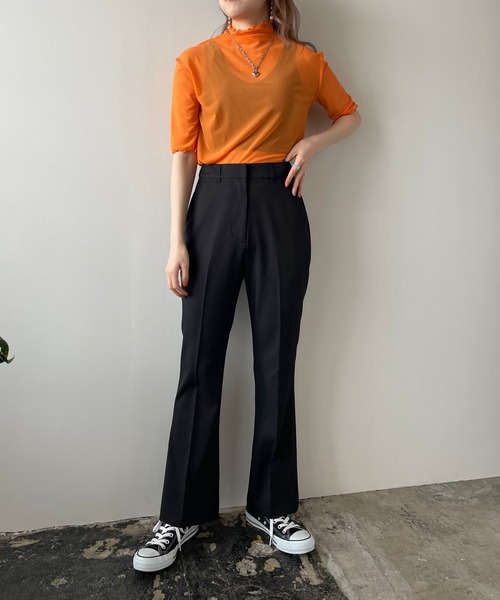 PUBLUX（パブリュクス）の「ハイウエストセンタープレスフレアパンツ（その他パンツ・レディース・ブラック/ブルー・マルチサイズ）」の7枚目の写真