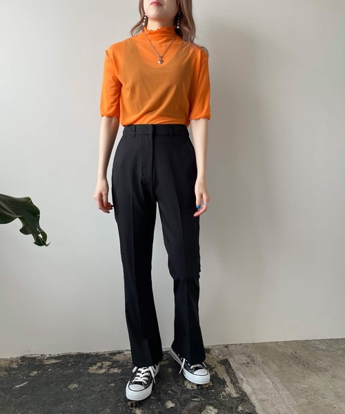 PUBLUX（パブリュクス）の「ハイウエストセンタープレスフレアパンツ（その他パンツ・レディース・ブラック/ブルー・マルチサイズ）」の17枚目の写真