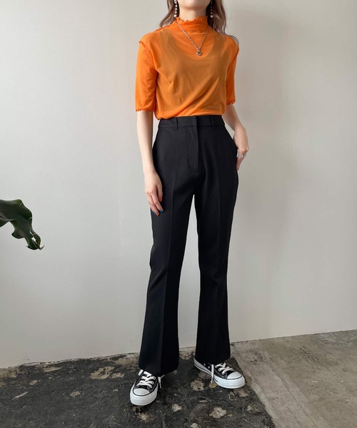 PUBLUX（パブリュクス）の「ハイウエストセンタープレスフレアパンツ（その他パンツ・レディース・ブラック/ブルー・マルチサイズ）」の9枚目の写真