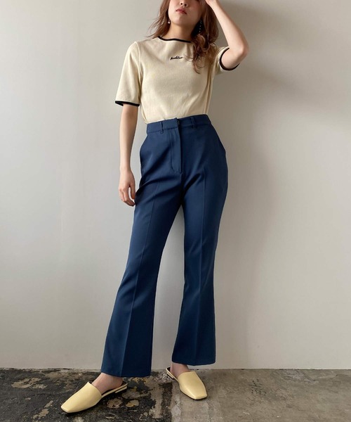 PUBLUX（パブリュクス）の「ハイウエストセンタープレスフレアパンツ（その他パンツ・レディース・ブラック/ブルー・マルチサイズ）」の15枚目の写真