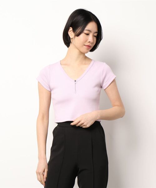 FIG&VIPER(フィグアンドバイパー)の「リブZIPショートT(Tシャツ/カットソー・レディース・ホワイト/ブラック/グレー/ブルー/ライトパープル/ピンク・FREE)」の19枚目の写真