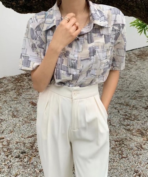 Futier land(フューティアランド)の「ランダムペイント開襟シャツ(シャツ/ブラウス・レディース・グリーン/ブルー/ピンク・FREE)」の13枚目の写真