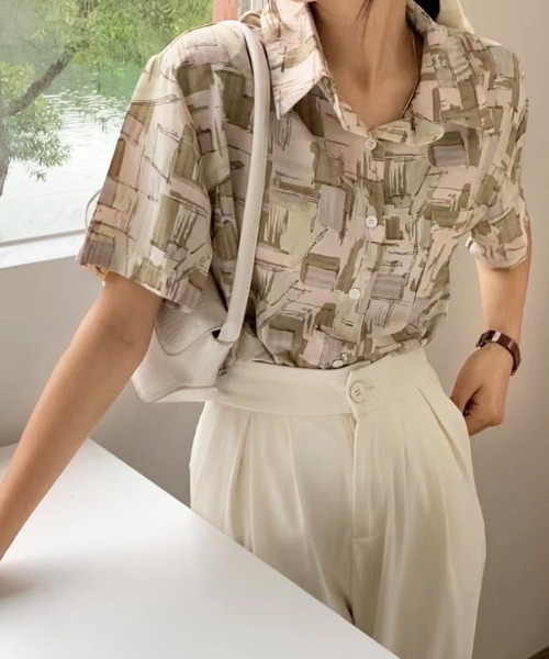 Futier land(フューティアランド)の「ランダムペイント開襟シャツ(シャツ/ブラウス・レディース・グリーン/ブルー/ピンク・FREE)」の10枚目の写真