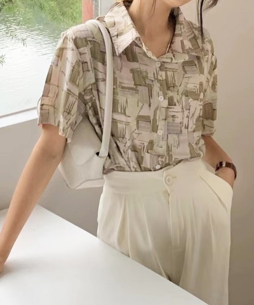 Futier land(フューティアランド)の「ランダムペイント開襟シャツ(シャツ/ブラウス・レディース・グリーン/ブルー/ピンク・FREE)」の18枚目の写真