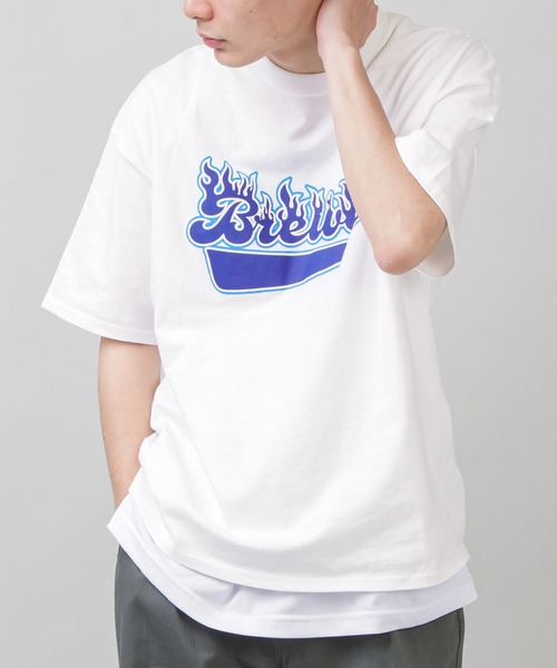 SPINNS（スピンズ）の「【ゆったりシルエット】 FIRE BRWRSプリント半袖Tシャツ（Tシャツ/カットソー・メンズ・ホワイト/ブラック/グリーン・ONESIZE）」の2枚目の写真