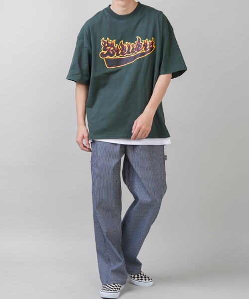 SPINNS（スピンズ）の「【ゆったりシルエット】 FIRE BRWRSプリント半袖Tシャツ（Tシャツ/カットソー・メンズ・ホワイト/ブラック/グリーン・ONESIZE）」の8枚目の写真