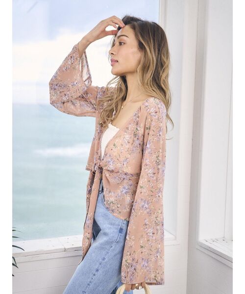 To the sea（トゥーザシー）の「フレアリボンシャツ（シャツ/ブラウス・レディース・ライトグレー/モカ/ダークオレンジ・FREE）」の8枚目の写真