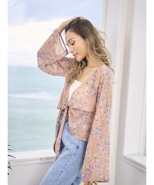 To the sea（トゥーザシー）の「フレアリボンシャツ（シャツ/ブラウス・レディース・ライトグレー/モカ/ダークオレンジ・FREE）」の4枚目の写真