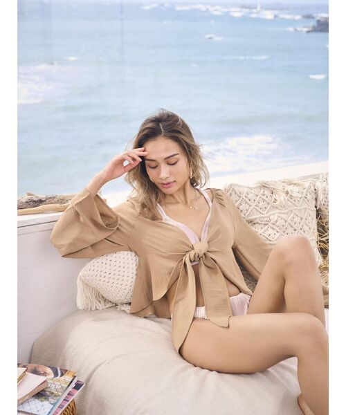 To the sea（トゥーザシー）の「フレアリボンシャツ（シャツ/ブラウス・レディース・ライトグレー/モカ/ダークオレンジ・FREE）」の10枚目の写真