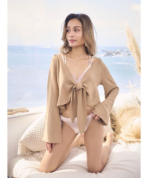 To the sea（トゥーザシー）の「フレアリボンシャツ（シャツ/ブラウス・レディース・ライトグレー/モカ/ダークオレンジ・FREE）」の6枚目の写真