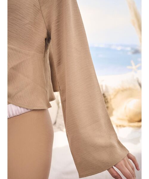 To the sea（トゥーザシー）の「フレアリボンシャツ（シャツ/ブラウス・レディース・ライトグレー/モカ/ダークオレンジ・FREE）」の15枚目の写真