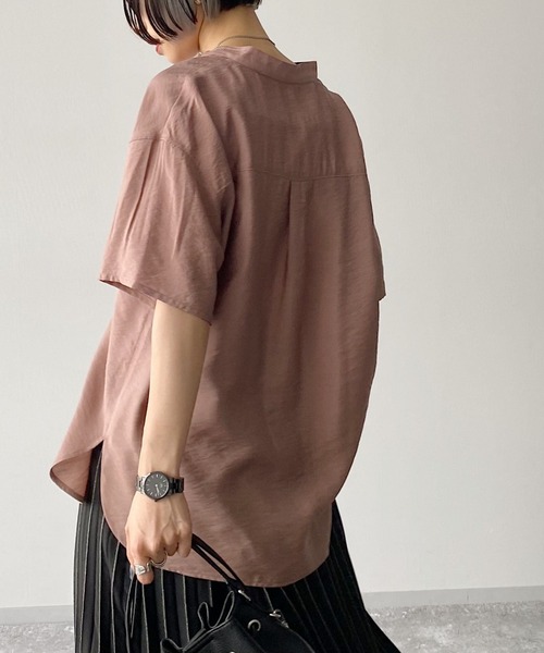 PAGEBOY(ページボーイ)の「バンドカラーショートスリーブシャツ(シャツ/ブラウス・レディース・ブラック/オフホワイト/ブラウン系その他/グレイッシュベージュ・FREE)」の16枚目の写真