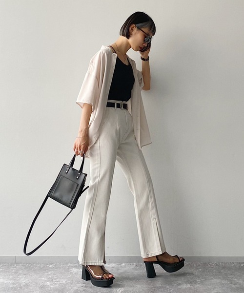 PAGEBOY(ページボーイ)の「バンドカラーショートスリーブシャツ(シャツ/ブラウス・レディース・ブラック/オフホワイト/ブラウン系その他/グレイッシュベージュ・FREE)」の17枚目の写真