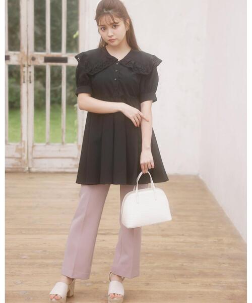 INGNI(イング)の「BIGレース襟チュニック/ワンピース(ワンピース・レディース・ブラック/オフホワイト・M)」の8枚目の写真