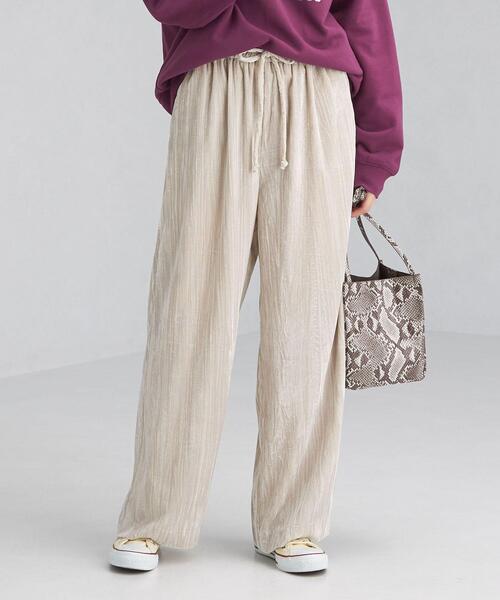 green label relaxing（グリーンレーベルリラクシング）の「VEL プリーツ ワイド パンツ（その他パンツ・レディース・ブラック/オフホワイト/ライトピンク・FREE）」の2枚目の写真