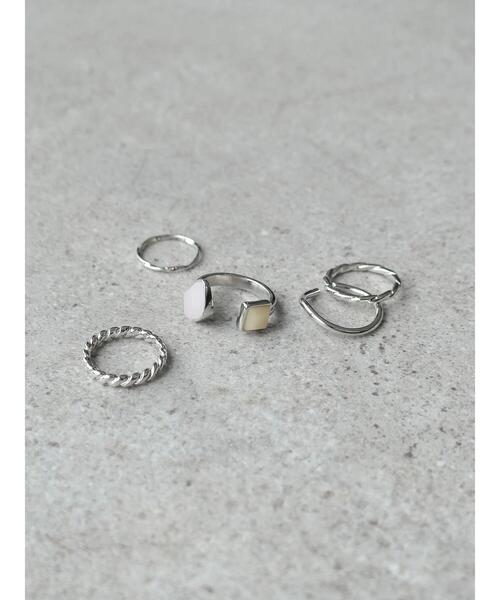 AMERICAN HOLIC（アメリカンホリック）の「バイカラーストーン5セットリング（ピアス（両耳用）・レディース・シルバー/ゴールド・FREE）」の3枚目の写真