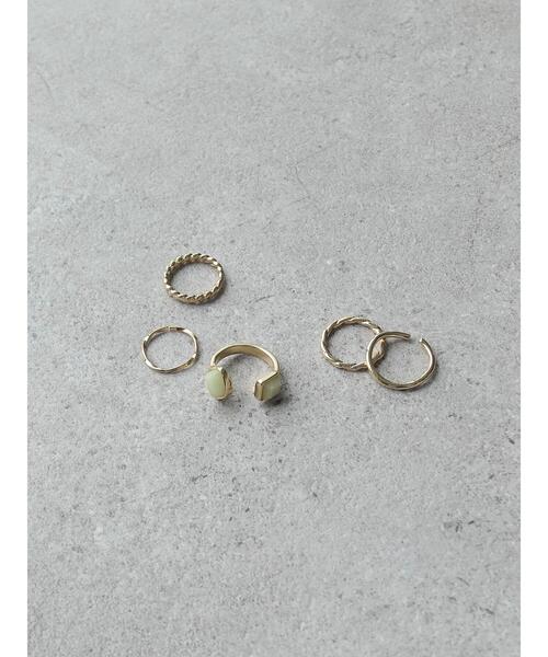 AMERICAN HOLIC（アメリカンホリック）の「バイカラーストーン5セットリング（ピアス（両耳用）・レディース・シルバー/ゴールド・FREE）」の2枚目の写真