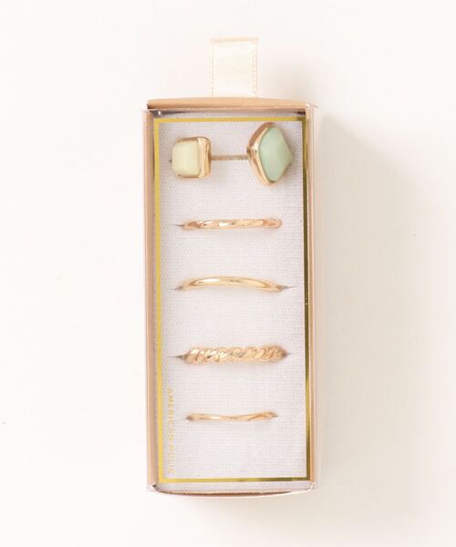 AMERICAN HOLIC（アメリカンホリック）の「バイカラーストーン5セットリング（ピアス（両耳用）・レディース・シルバー/ゴールド・FREE）」の14枚目の写真