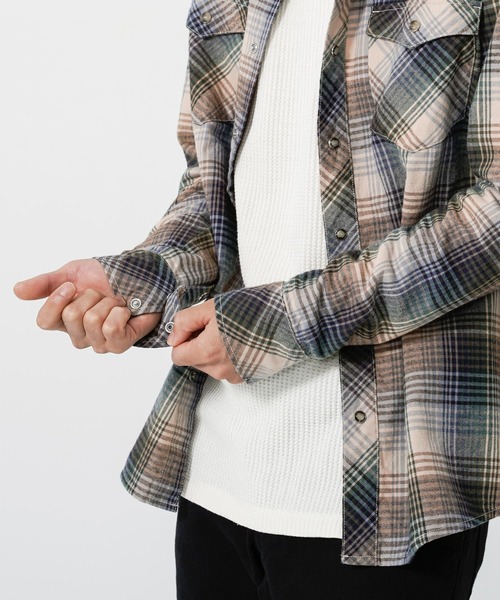 KRIFF MAYER（クリフメイヤー）の「チェックウエスタンネルシャツ（シャツ/ブラウス・メンズ・ネイビー/ブラウン/イエロー/グリーン/ナチュラル/カラフル・SMALL/MEDIUM/LARGE/X-LARGE）」の16枚目の写真