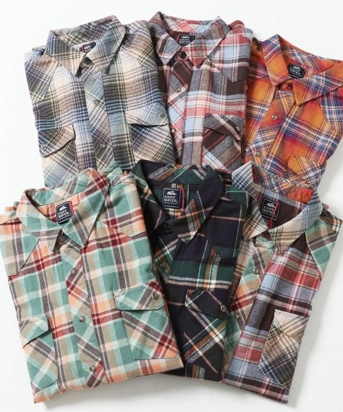 KRIFF MAYER（クリフメイヤー）の「チェックウエスタンネルシャツ（シャツ/ブラウス・メンズ・ネイビー/ブラウン/イエロー/グリーン/ナチュラル/カラフル・SMALL/MEDIUM/LARGE/X-LARGE）」の15枚目の写真