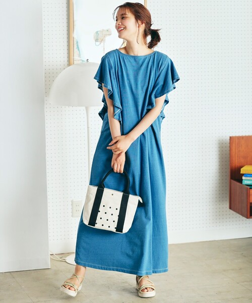 セール S Ll カットデニム袖フリルワンピース ワンピース Grove グローブ のファッション通販 Zozotown