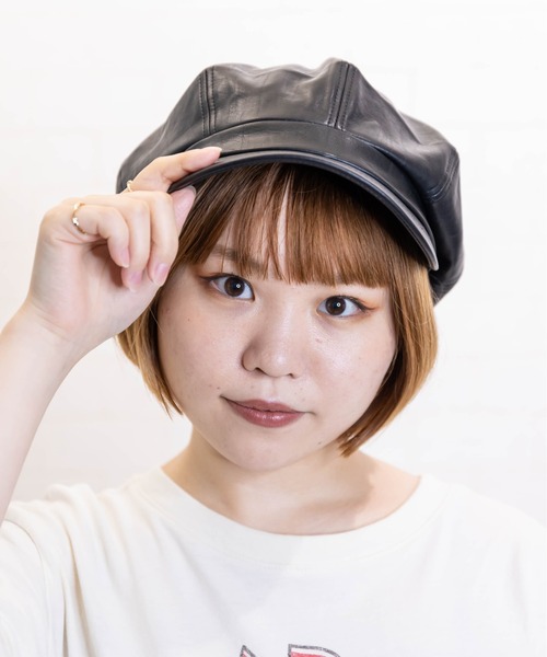無（ム）の「８パネルフェイクレザーキャスケット（キャスケット・レディース・ブラック・FREE）」の16枚目の写真