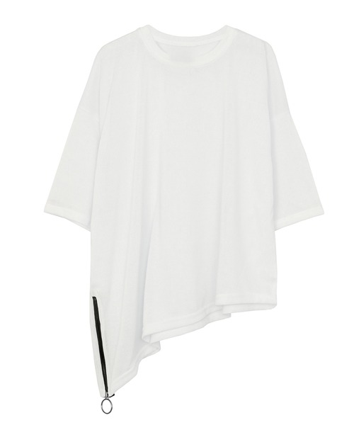 Figments（フィグメンツ）の「アシンメトリーZIPニットT（ニット/セーター・レディース・ホワイト/ブラック/ライム・FREE）」の2枚目の写真