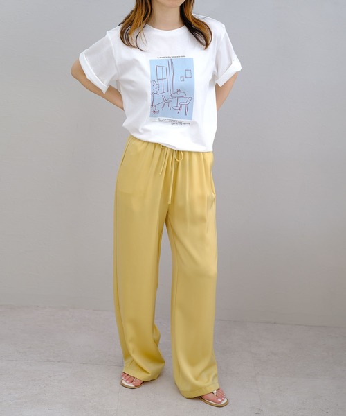 ANDJ(アンドジェイ)の「版画プリントTシャツ(Tシャツ/カットソー・レディース・オフホワイト/ベージュ系その他/チャコール・M)」の12枚目の写真