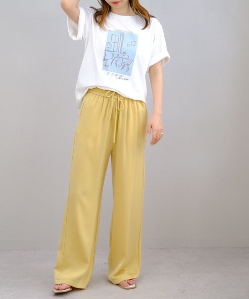 ANDJ(アンドジェイ)の「版画プリントTシャツ(Tシャツ/カットソー・レディース・オフホワイト/ベージュ系その他/チャコール・M)」の21枚目の写真