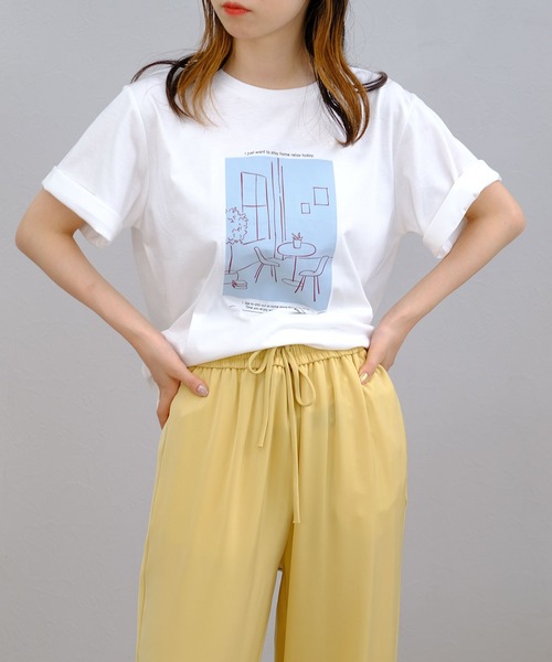 ANDJ(アンドジェイ)の「版画プリントTシャツ(Tシャツ/カットソー・レディース・オフホワイト/ベージュ系その他/チャコール・M)」の17枚目の写真