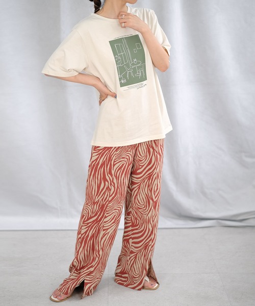 ANDJ(アンドジェイ)の「版画プリントTシャツ(Tシャツ/カットソー・レディース・オフホワイト/ベージュ系その他/チャコール・M)」の22枚目の写真
